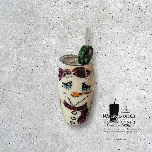25 oz. Stemless Snow woman Handcrafted Tumbler